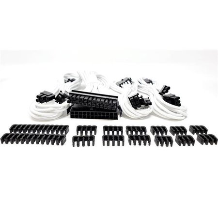 MICRO CONNECTORS Micro Connectors F04-240W-KIT Premium Sleeved PSU Cable Extension Kit; White F04-240W-KIT
